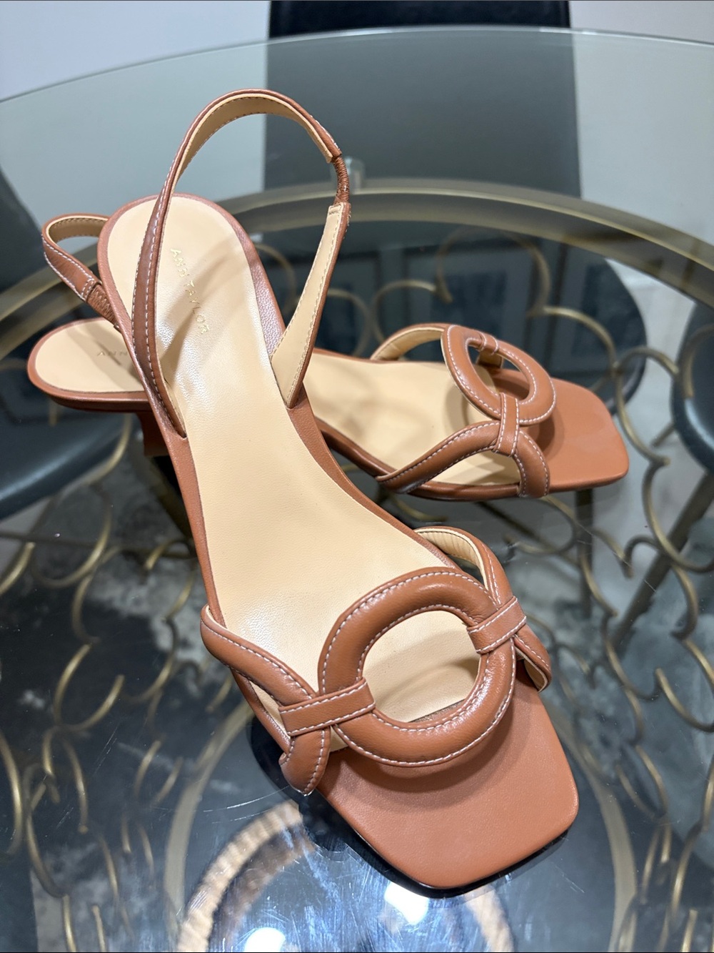 Ann Taylor Cognac Brown Strappy Heeled Sandals